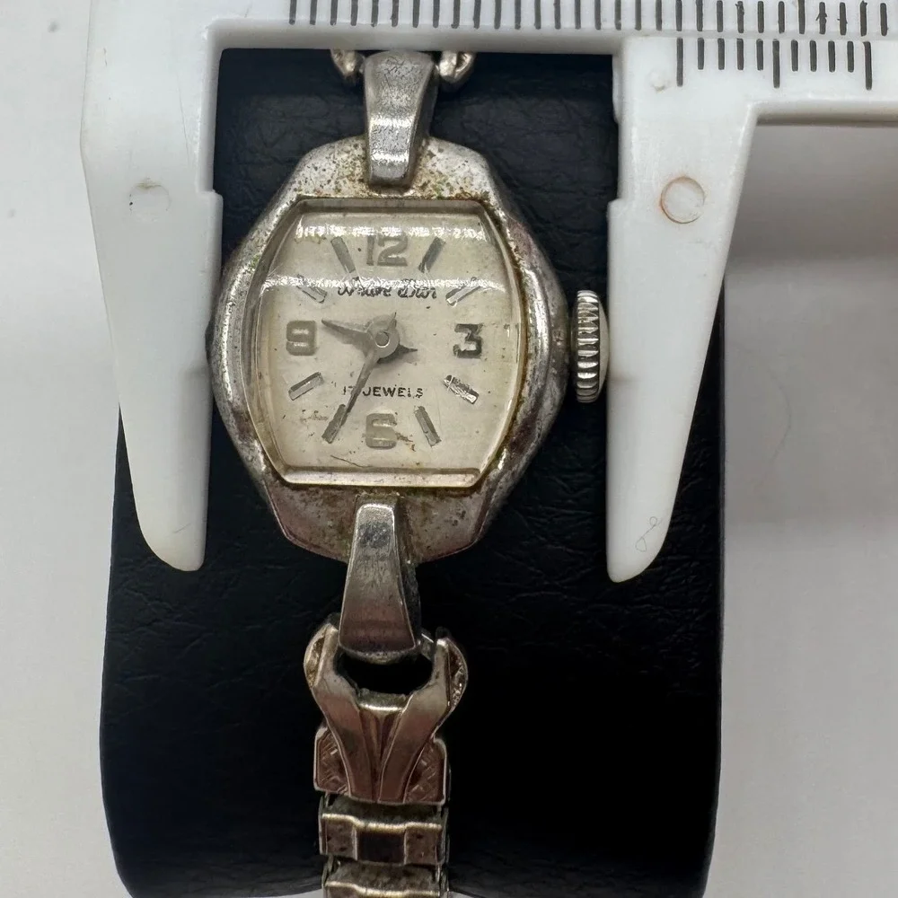 Vintage Andre Dior 17 Jewels Manual Wind Watch Silver Tone For Parts Repair